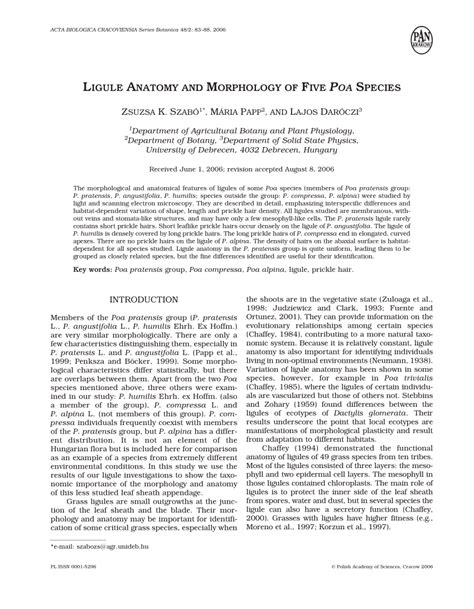 (PDF) Ligule anatomy and morphology of five Poa species