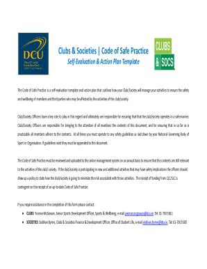 Fillable Online Dcu Clubs Socs Code Of Safe Practice Template