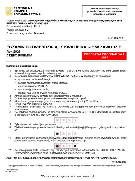 rl11 2023 Styczen Egzamin Zawodowy Pisemny | PDF
