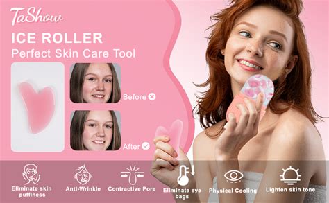 Tashow Ice Roller For Face Women Silicone Facial Ice Roller And Gua Sha Set