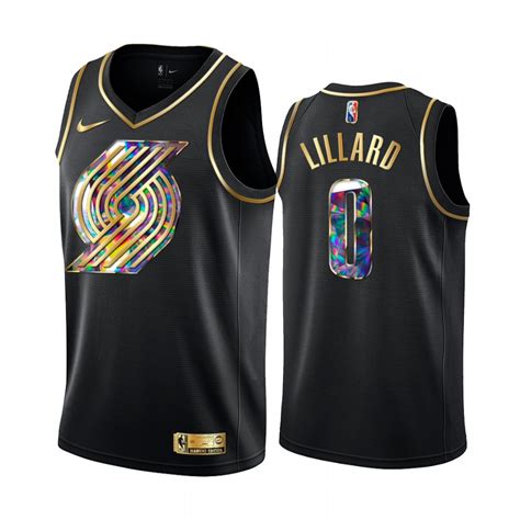 Blazers Damian Lillard Nba 75th Anniversary Team Jersey Black Diamond