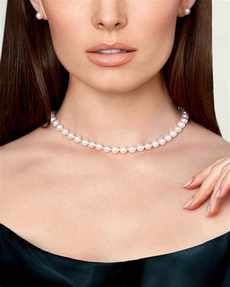 Mm Japanese Akoya White Pearl Necklace Aa Quality