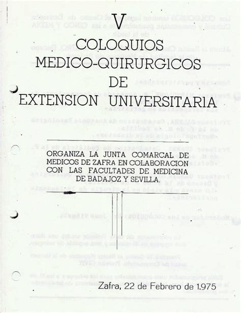 V Coloquios Médicos Quirúrgicos De Zafra Blog De Tomás Cabacas