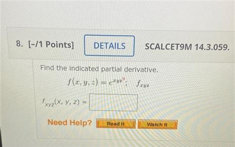 Solved Find The Indicated Partial Derivative