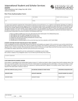 Fillable Online Part Time Authorization Form Global UMD Fax Email