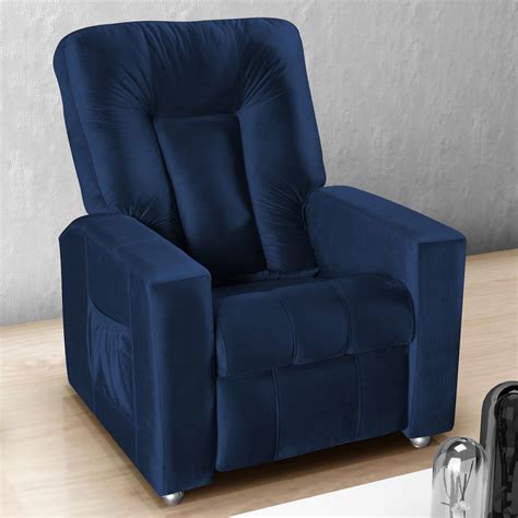 Poltrona Pallas Mx Reclin Vel Veludo Azul Matrix