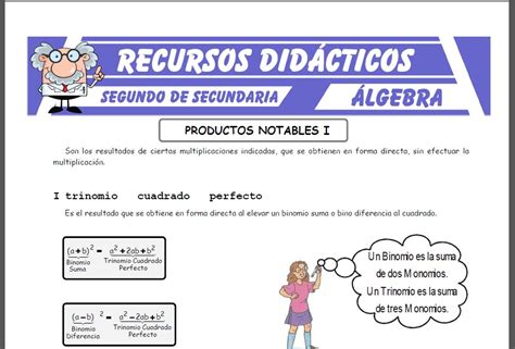 Productos Notables Para Segundo De Secundaria Recursos 2023