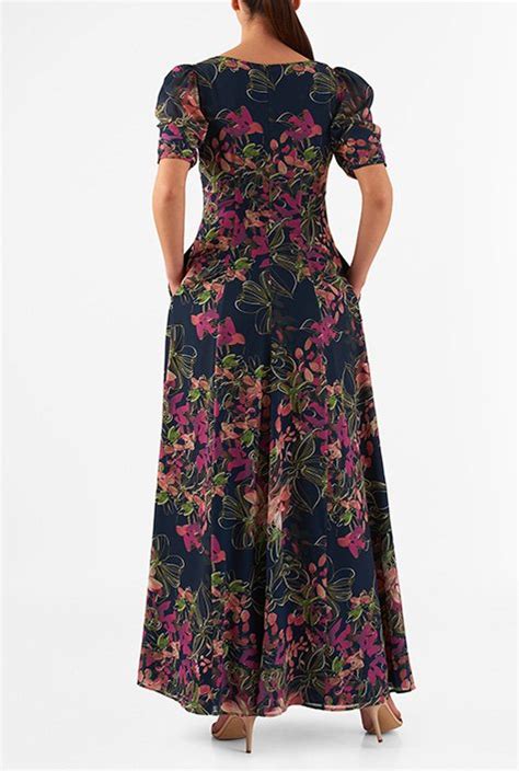 Shop Floral Print Georgette Empire Maxi Dress Eshakti