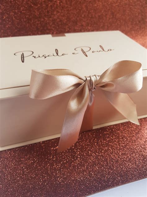 Caixa Nude Convite Casamento Para Madrinha Fita De Cetim