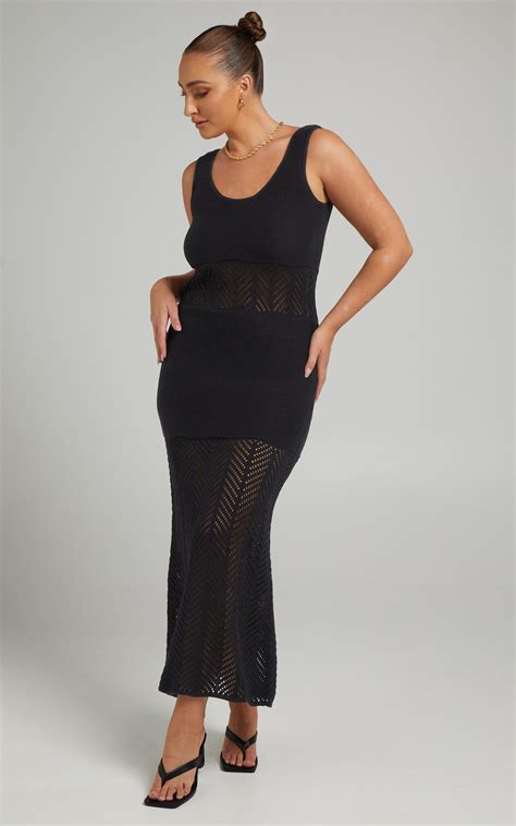 Rue Stiic Erika Knit Maxi Dress In Black Showpo Usa