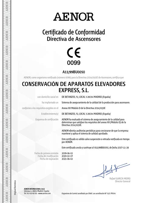 Certificaciones Ascensores Y Elevadores Express