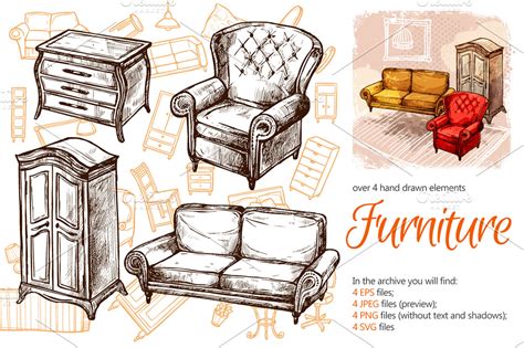 Furniture Sketch Set | Illustrator Graphics ~ Creative Market