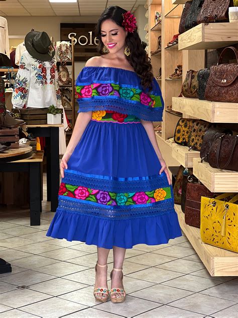 Mexican Traditional Dress. Floral Embroidered Dress. Mexican - Etsy