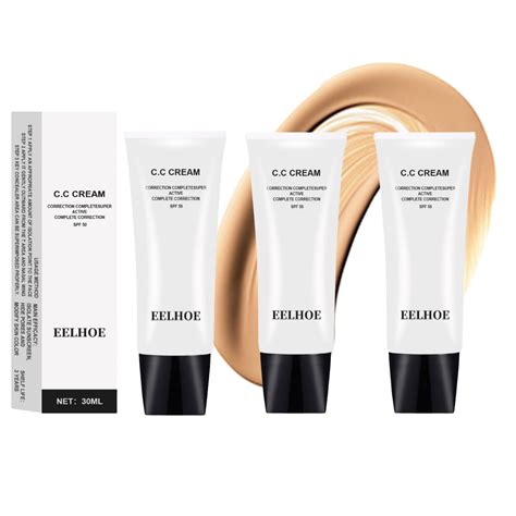 3pcs Skin Tone Adjusting Cc Cream Spf 50 Set Primer Moisturizer Concealer Brightens Color