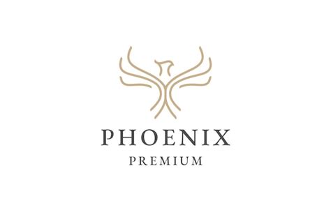 Premium Vector Elegant Phoenix Line Logo Icon Design Template Flat Vector