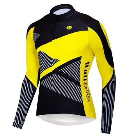 Wulibike Men S Long Sleeve Cycling Jersey Geometric Stripes Bike Jersey