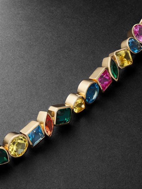 Karat Gold Rainbow Sapphire Tennis Bracelet Suns