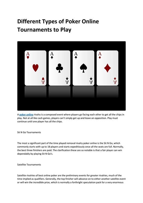 Different Types Of Poker Tournaments