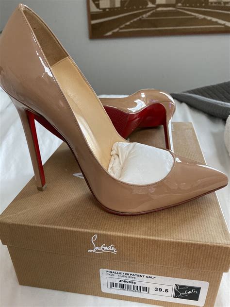 Christian Louboutin Pigalle 120 Nude Patent Calf Heel Gem