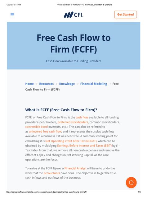 Free Cash Flow To Firm Fcff Formulas Definition And Example Pdf Free Cash Flow