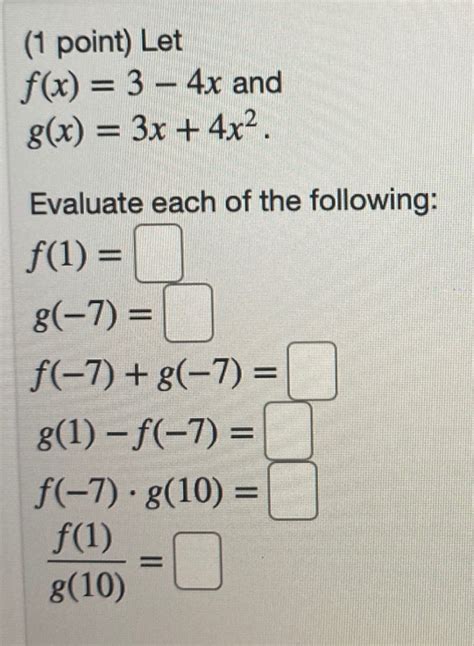 Solved 1 Point Let Fx 3 4x And 8x 3x 4x2