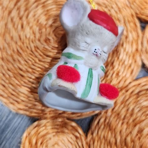 Jasco Holiday Jasco Vintage Christmas Mouse Bell Porcelain Lil