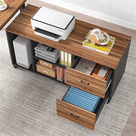 Tribesigns Inches Executive Office Desk With File Cabinet L Shaped