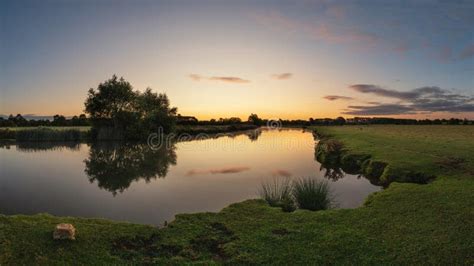 Beautiful Dawn Landscape Image Of River Thames At Lechlade On Thames