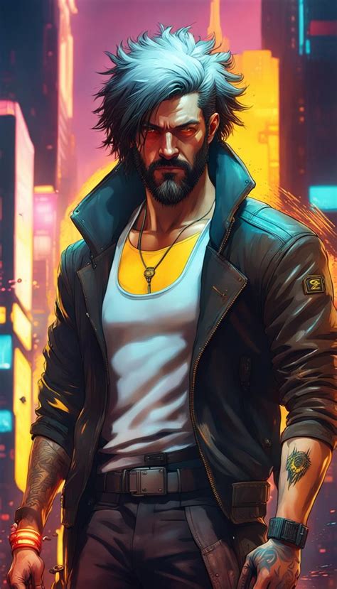 Cyberpunk 2077 Male V Protagonist Black Greyish Hair With Knob Beard