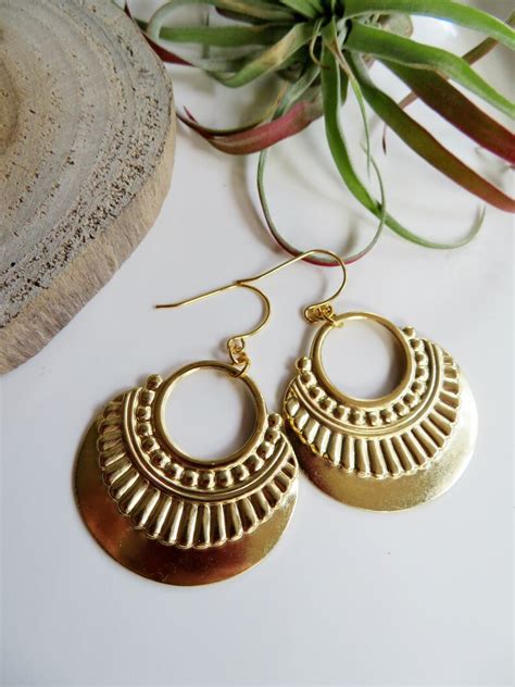 Gold Boho Hoop Earrings Hippie Earrings Brass Gypsy Etsy