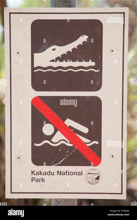 Crocodile Safety Warning Signs In The Norther Territory Of Australia