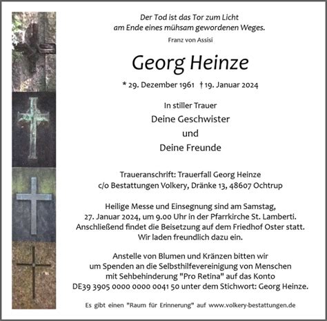 Gedenkseite für Georg Heinze Volkery Bestattungen