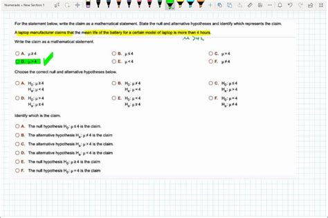 SOLVED For The Statement Below Write The Claim As A Mathematical