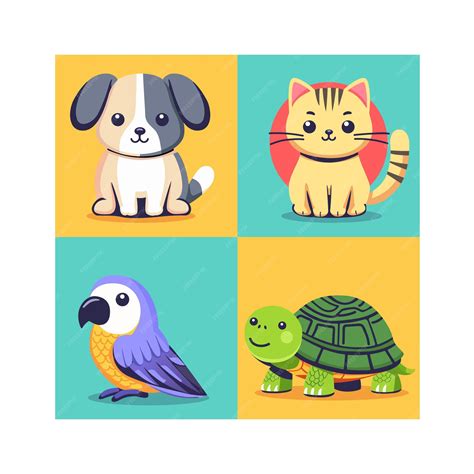 Premium Vector Four Cute Pet Vector Design