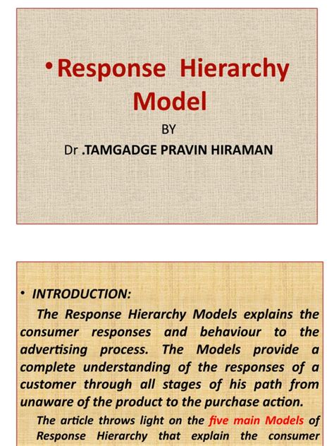 Response Hierarchy Model Pdf Communication Persuasion