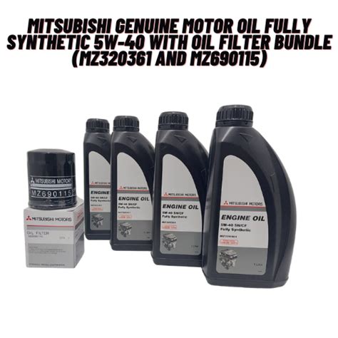 Mitsubishi Fully Synthetic 5W-40 SN/CF w/ Oil Filter Bundle (Mz320362 ...