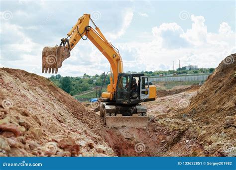 Excavator Digging a Trench for the Pipeline Stock Image - Image of ...