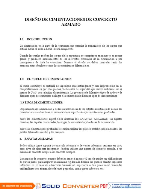 Diseño De Cimentaciones De Concreto Armado Docx Pdf Fundación Ingeniería Infraestructura