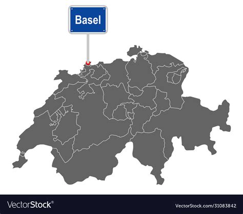 Map switzerland with road sign basel Royalty Free Vector