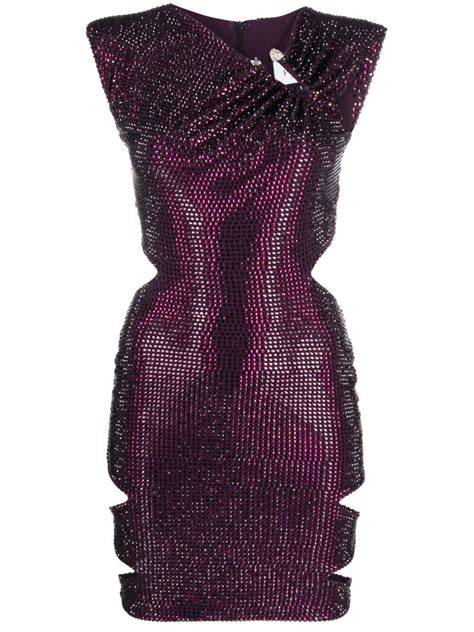 Philipp Plein Crystal Embellished Minidress Purple Editorialist