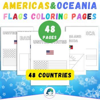 Americas & Oceania Flags Coloring Pages | 48 World Flags to Make