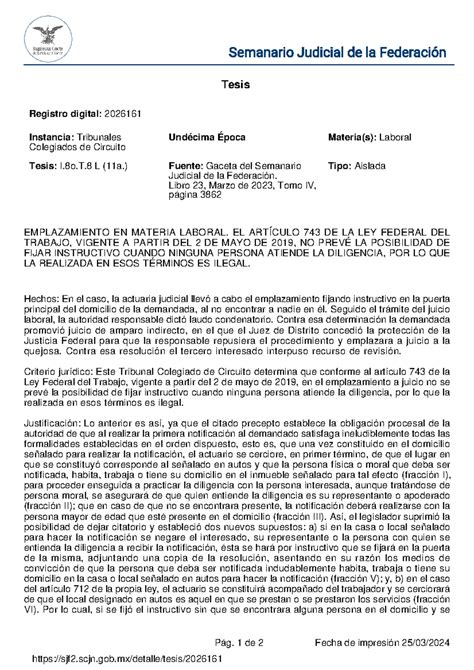 Tesis 2026161 Tesis Registro Digital 2026161 EMPLAZAMIENTO EN