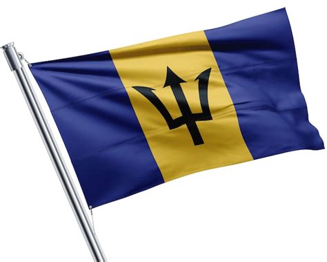 Premium Photo A Flag Of Barbados Waving In A Silver Pole