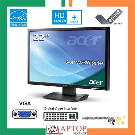 Acer V223W 22 Widescreen LCD Monitor HD Display DVI And VGA Port