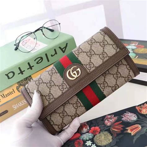 Gucci Gg Unisex Ophidia Gg Continental Wallet In Beigeebony Gg Supreme