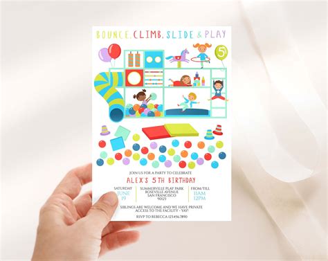 Jungle Gym Birthday Invitation Soft Play Invitation Bounce - Etsy