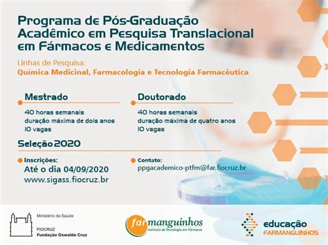 Fiocruz Farmanguinhos Farmanguinhos Abre Edital Para Doutorado E