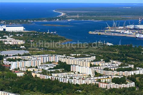 Rostock Aus Der Vogelperspektive Plattenbau Hochhaus Wohnsiedlung In