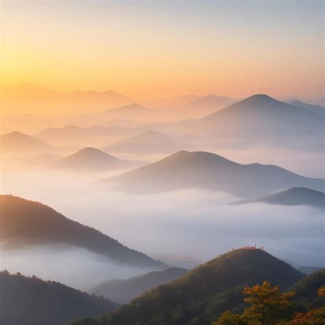 Premium Ai Image Seoraksan Mountains Is Covered By Morning Fog