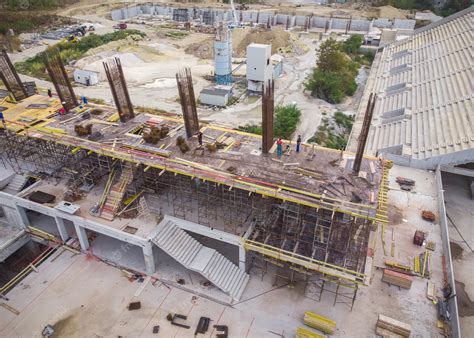 Premium Photo | Construction of the stadium aerial view